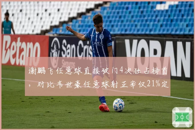 谢鹏飞任意球直接破门4次独占榜首,对比韦世豪任意球射正率仅21%定位球效率差距悬殊